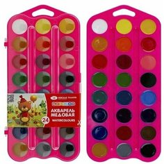 Акварель , 24 цвета, медовая, в пластиковой коробке, без кисти Нет бренда