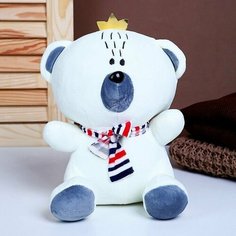 Мягкая игрушка Мишка с короной, 26 см, цвет белый Made in China