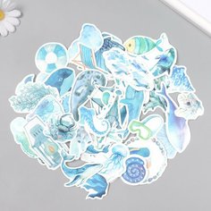 Наклейки для творчества "Морская жизнь" набор 50 шт 4х8 см Россия