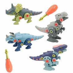 Игровой набор Mioshi Active "Динозавры-конструкторы: Набор 4" (4 шт, 20 см, 2 отвёртки, винты)