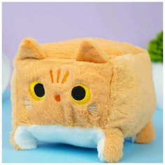 Мягкая игрушка-подушка квадратный котик 15 см рыжий Neko