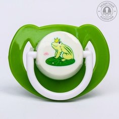 Крошка Я Соска - пустышка ортодонтическая, силикон, +6 мес, с колпачком «Лягушка», цвет зелёный
