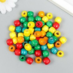 Бусины для творчества дерево "Разноцветные" набор 80 шт 1,1х1,2 см Made in China