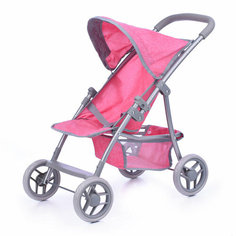Коляска для кукол 9304B металлическая, складная, прогулочная, с тентом, с корзиной, цвет розовый Melobo / Melogo