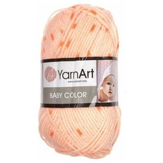 Пряжа YarnArt Baby Color (ЯрнАрт Бэби Колор) Нитки для вязания, 50г, 150м, 100% акрил, цвет 0272 персик с оранжев. крапинами, 3 шт