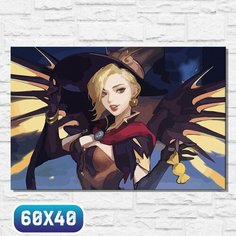 Картина по номерам на холсте осень хэллоуин (овервотч, overwatch, мерси, ангел) - 12536 40х60 Бруталити