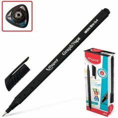 Ручка капиллярная (линер) MAPED (Франция) "Graph Peps", черная, трехгранная, корпус черный, линия письма 0,4 мм, 749111