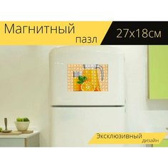 Магнитный пазл "Сок, апельсиновый сок, напиток" на холодильник 27 x 18 см. Lots Prints