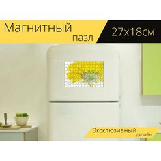 Магнитный пазл "Гербера, близнецы, цветок" на холодильник 27 x 18 см. Lots Prints