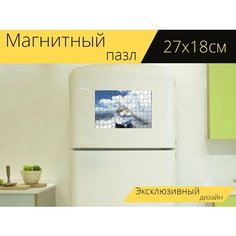 Магнитный пазл "Цугшпитце, сферическое изображение, стеклянный шар" на холодильник 27 x 18 см. Lots Prints