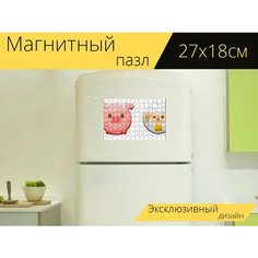 Магнитный пазл "Пластилин животные, пластилин, животное лица" на холодильник 27 x 18 см. Lots Prints