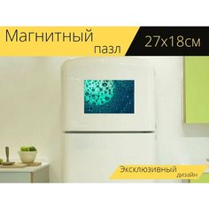 Магнитный пазл "Капля воды, вода, капли" на холодильник 27 x 18 см. Lots Prints