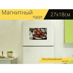Магнитный пазл "Курица, куриные палочки, питание" на холодильник 27 x 18 см. Lots Prints