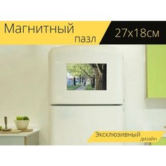 Магнитный пазл "Бег трусцой, дерево, тропинка" на холодильник 27 x 18 см. Lots Prints