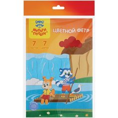Фетр Мульти-Пульти "Приключения Енота", А4, 7л, 7цв, 2мм, 2 штуки