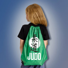 Сумка мешок для тех кто любит дзюдо с надписью JUDO и изображением иероглифов, зеленого цвета