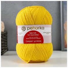 Пряжа "Секрет успеха" 100% шерсть 250м/100гр (118-Подсолнух), 1шт Пехорка