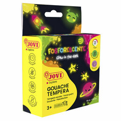 Гуашь JOVI, 04 цвета, 35мл, светящаяся в темноте, картонная коробка Нет бренда