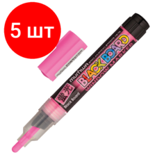 Комплект 5 штук, Маркер меловой MunHwa Black Board Marker 3мм розовый, водная основа BM-10