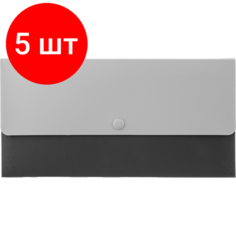 Комплект 5 штук, Папка органайзер Deli, А6, 260х140х25, 13 отедл, черная, 650мкм, 5562