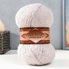 Пряжа "Angora Gold Simli" 75% акрил, 20% шерсть, 5% металлик 500м/100гр (168 белая зима) Alize