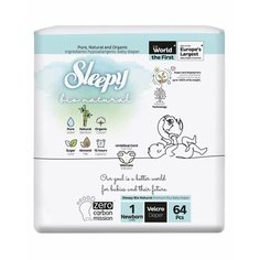 Детские подгузники SLEEPY BIO NATURAL 2X JUMBO № 1 (2-5 кг) 64 шт/уп (4 pack in bale)