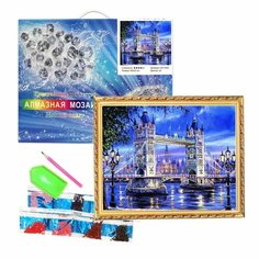 Алмазная Мозаика 40*50см (Холст на подрамнике, В Рамке, Полная выкладка, Стразы-камешки) Мост (7112) Нет бренда