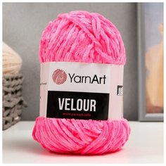 Пряжа "Velour" 100% микрополиэстер 170м/100г (860 яр. розовый), 1шт Yarn Art