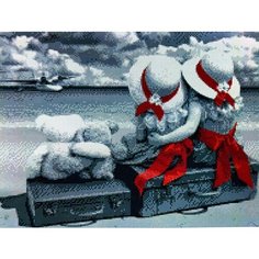 Алмазная мозаика любовь, поп-арт, девушка 40x50, квадратные стразы, шляпа, романтика, море, дети, девочки, чёрно-белая с красным Kakadu