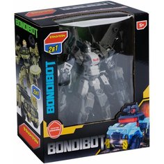 Трансформер робот-самолёт военный, 2в1 BONDIBOT Bondibon, ВОХ 22х23,3х9 см, цвет серый хаки.