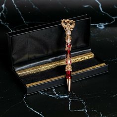 Ручка подарочная шариковая с гербом в футляре, металл , цвет красный, пишущий узел 0,1мм, синяя паста Россия