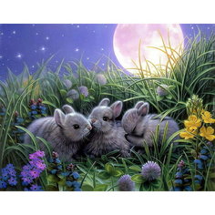 Алмазная картина 40х50 "Кролики на лугу" с подрамником Китай