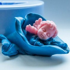 Силиконовая форма для мыла Спящий ангел в цветке, для свечей гипса 1шт 10 * 7,5 * 4.5 см Нет бренда