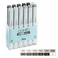 Набор маркеров "COPIC" TG (12 шт) в пластик. контейнере