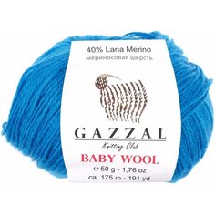 Пряжа Gazzal Baby Wool морская волна (822), 40%шерсть мериноса/20%кашемирПА/40%акрил, 175м, 50г, 2шт