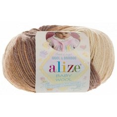 Пряжа Alize Baby Wool Batik песочный-коричневый (3050), 40%шерсть/20%бамбук/40%акрил, 175м, 50г, 3шт