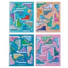 Тетрадь 96 листов в клетку на гребне "Кеды", обложка мелованный картон, глянцевая ламинация, микс./В упаковке шт: 2 Альт