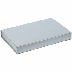 Коробка Silk с ложементом под ежедневник 10x16 см, аккумулятор и ручку, серебристая, 27х18х3,5 см, переплетный картон Нет бренда