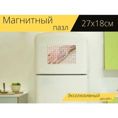 Магнитный пазл "Украшения, хна искусства, девочка" на холодильник 27 x 18 см. Lots Prints