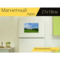 Магнитный пазл "Пейзаж, деревенский, сарай" на холодильник 27 x 18 см. Lots Prints