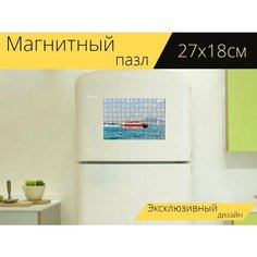 Магнитный пазл "Гонконг, судно, лодка" на холодильник 27 x 18 см. Lots Prints