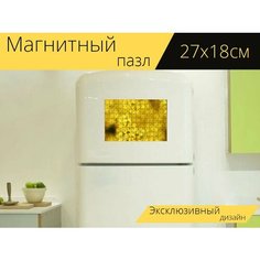 Магнитный пазл "Жёлтый, небольшой, цветы" на холодильник 27 x 18 см. Lots Prints
