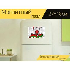 Магнитный пазл "Единорог, пегас, торт" на холодильник 27 x 18 см. Lots Prints