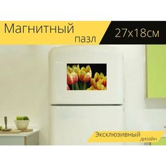 Магнитный пазл "Тюльпаны, цветок, весна" на холодильник 27 x 18 см. Lots Prints