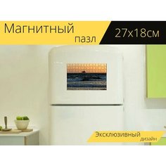 Магнитный пазл "Нефтяной вышке, море, масло" на холодильник 27 x 18 см. Lots Prints