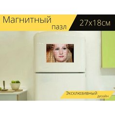 Магнитный пазл "Массаж головы, голова, лицо" на холодильник 27 x 18 см. Lots Prints