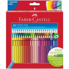 Карандаши цветные Faber-Castell "Grip", 48цв, трехгран, заточен, картон, европодвес