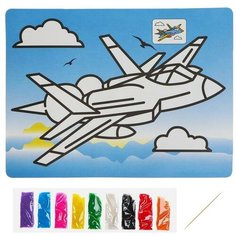 Фреска с цветным основанием «Истребитель» 9 цветов песка по 2 г Noname