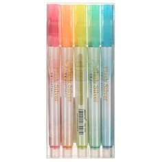 Набор маркеров текстовыделителей 5 цветов, с блестками Noname