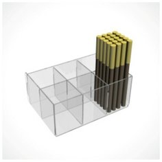 Подставка для карандашей 6 ячеек, 11х10х7 см, оргстекло 1,8мм, В защитной плёнке, прозрачный Queen Fair